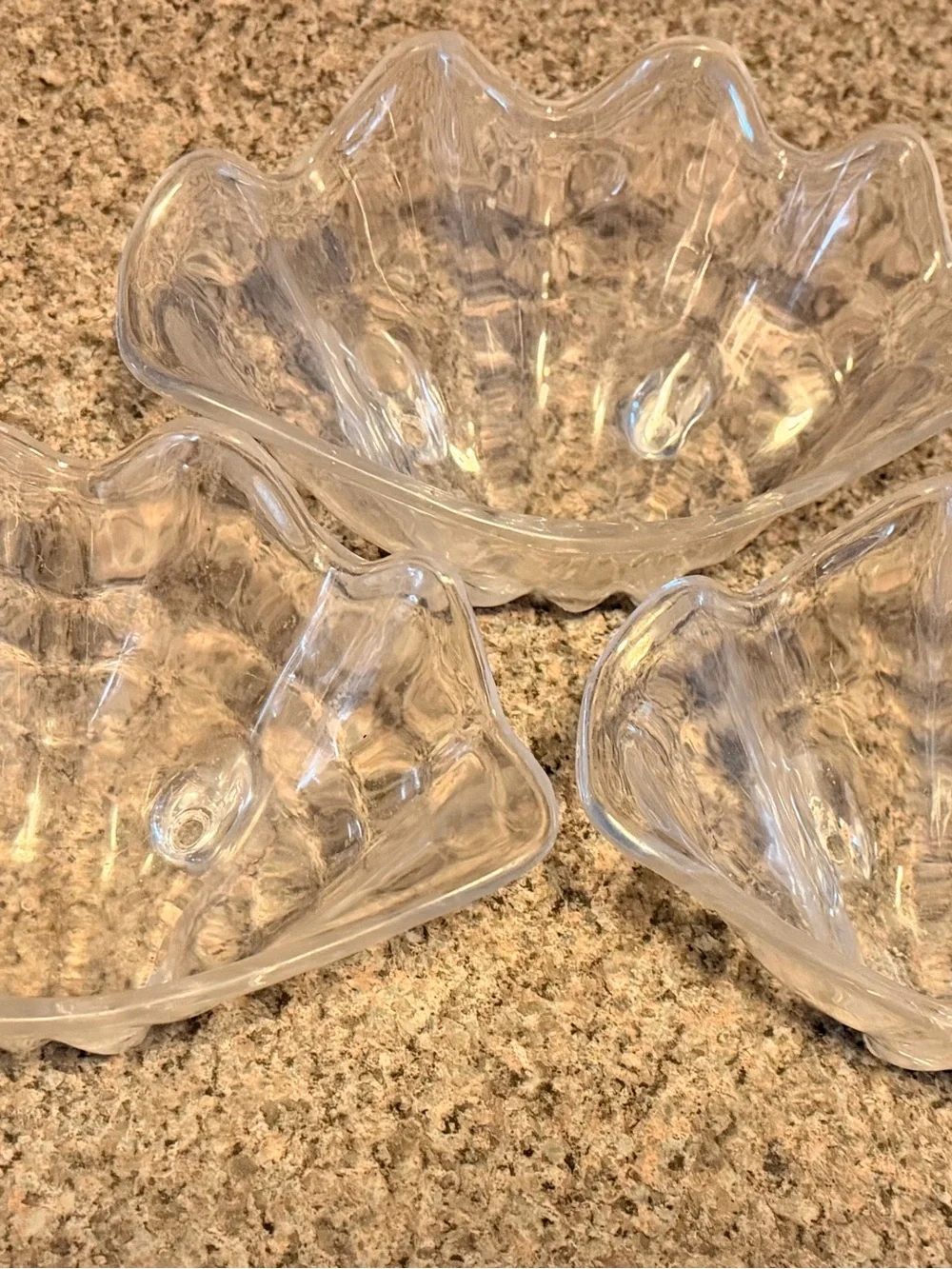 Vintage Lucite Acrylic Clear Shell Footed Serving Set-4 Pieces